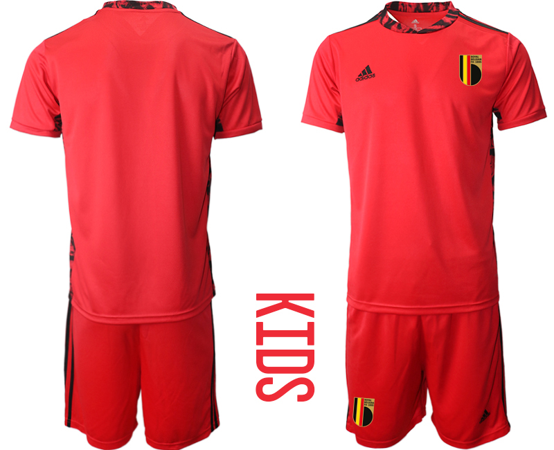 Youth 2021 European Cup Belgium red goalkeeper Soccer Jersey